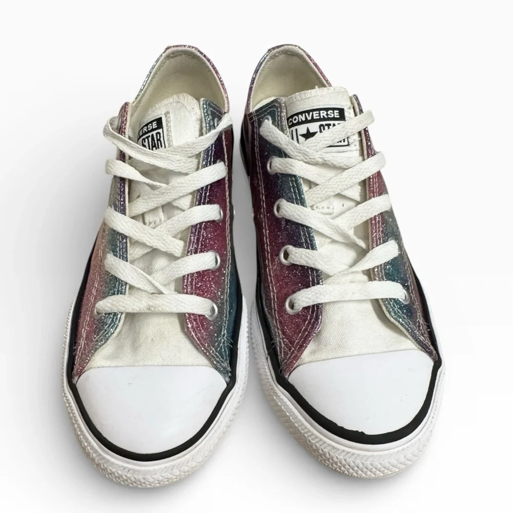 Converse Chuck Taylor All Star Glitter Drip Low Top Girls Size 3 Sneakers Cute